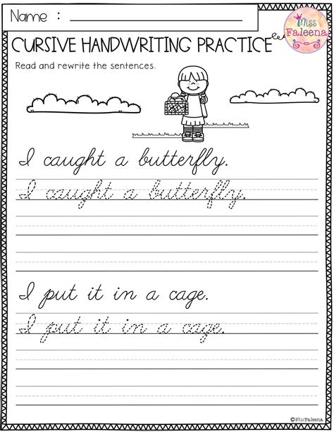 Cursive Sentence Practice Sheets for Beginners